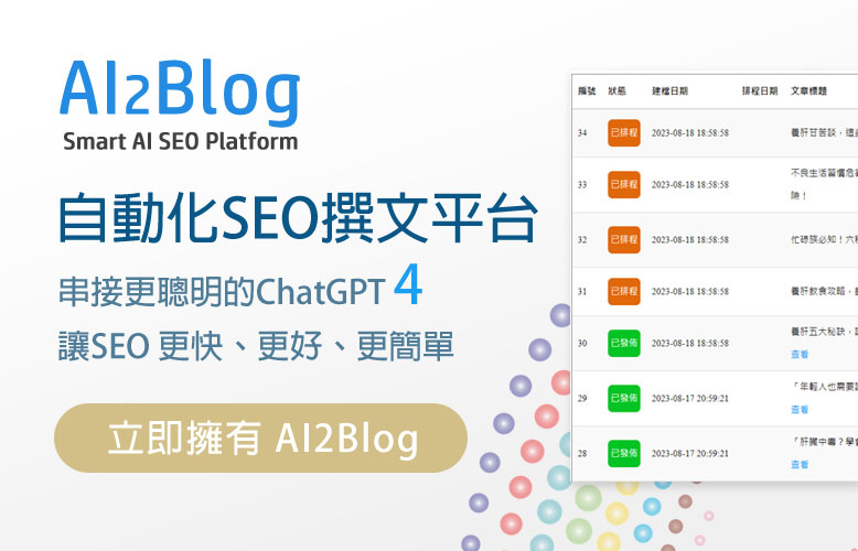 AI2Blog ChatGPT 自動化文案平台